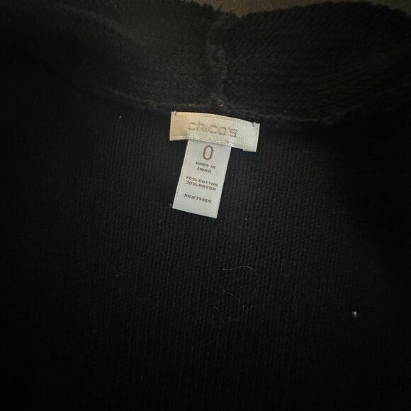 Chico's Black Open Front Cardigan Sweater Women's Cotton/Rayon Blend, Size 0 - Picture 5 of 7